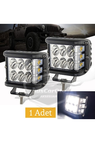 ŞüsCarOto Off Road Led Lamba Delici Yayıcı Beyaz-Beyaz Flaşlı Kare Sis Farı Projektör 45W 12 Led Metal Arazi Çalışma Lambası 1 Adet (00)