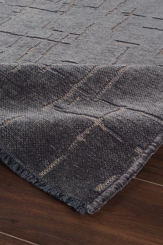 Modern Desenli Yıkanabilir Şönil Dokuma Saçaklı Kaymaz Taban Salon Mutfak Halı Kilim Antrasit