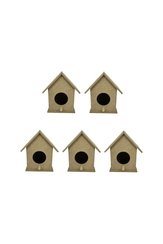 Çantayurdu Küçük Boy Beşli Boyanabilir Ahşap Kuş Evi 13x10 Cm