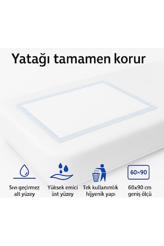 Puremed Yatak Koruyucu Örtü 60x90 Cm Tek Kullanımlık Sıvı Geçirmez Hasta Altı Örtüsü