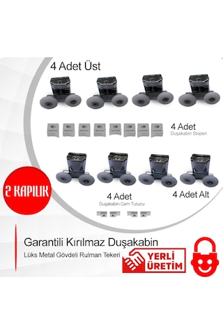 Garantili Kırılmaz Duşakabin Lüks Metal Gövdeli Rulman Tekeri