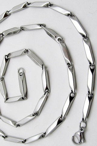 Erkek Çelik Kolye Küp Üçgen Model Zincir Eck05 Gümüş