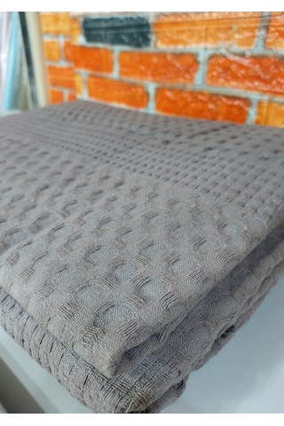 Şaheser %100 Pamuk Çift Kişilik Pike 240x220 Tek Pike -gri V2