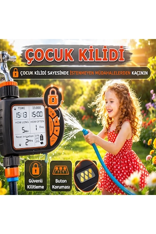 Timer valf Geniş Ekran Tek Çıkış Yağmur Sensörlü Sulama Sistemi