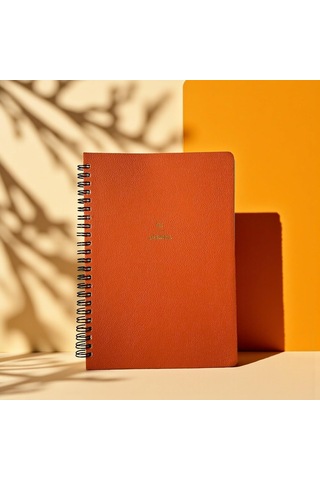 4 Aylık Hedef Ve Egzersiz Planlayıcı Defter, A5 Spiralli, 132 Sayfa, Suni Deri Kapak Fit Journal Turuncu Çok Renkli