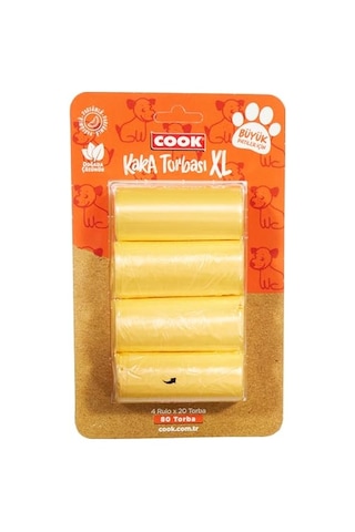 Cook Kaka Torbası, Büyük Boy, 4 Rulo X 30 Torba, 120 Adet, Kavun Kokulu, Turuncu