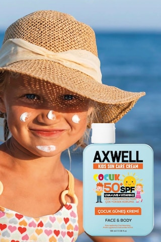 Axwell Kids Sun Cream Çocuk Güneş Kremi Çok Yüksek Koruma + Vitamin E SPF50+ 100 ML