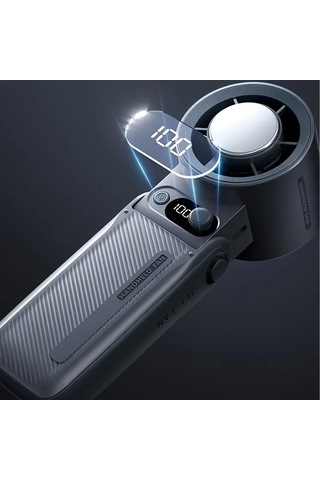 Xuweiwei Siyah Yüksek Hızlı Soğutmalı El Tipi Fan Led Ekranlı Taşınabilir Hafif Açık Hava Kamp Seyahat Yaz Serinletici Vantilatör