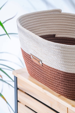 Home Beyond Oval Hasır Organizer - 33 Cm Beyaz/kahverengi
