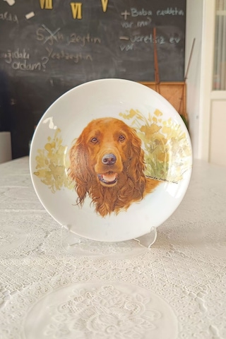 Köpek Figürlü Duvar Tabağı Kahverengi