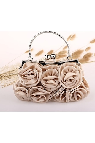 Didadodo Gül Desenli Ipek Çanta, El İşçiliğiyle Zenginleştirilmiş Turuncu