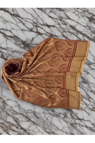 Echarmes Gold Kırmızı Damax Desen Kadın Şal Gold - Çok Renkli