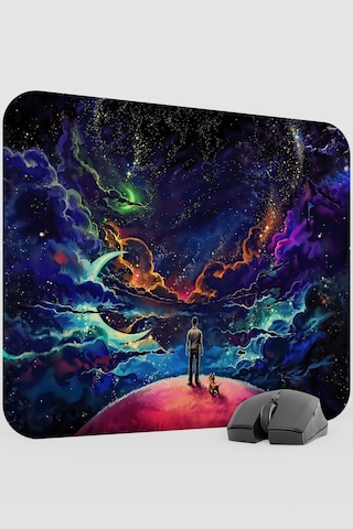 Dijital Evrende Köpek Ve Adam V4 48x40 Xl Gaming Kauçuk Kaymaz Taban Mouse Pad Fare Altlığı
