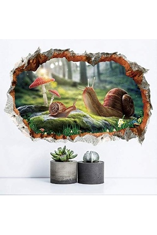 Kırık Duvar Salyangozu 3d Duvar Stickerı Duvar Çıkartması Duvar Kağıdı Poster Sanatçısı Ev Dekorasyonu Pvc Kendinden Yapışkanlı Çıkarılabilir 40 58 Cm Şeffaf