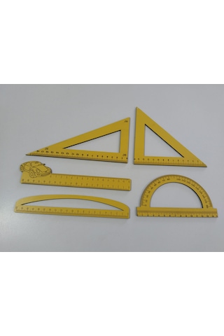 Cetvel Takımı 5 Li Set 3 Mm Mdf Matematik-okul İçin