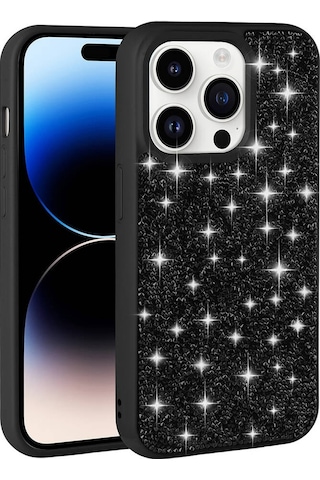 Apple Uyumlu iPhone 14 Pro Parlak Taşlı Tasarım Pırlanta Zore Kılıf-gri Gri