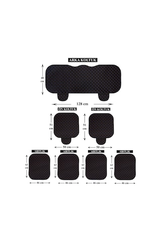 Tay Tüyü Cepli & Terletmez Sırtlı Oto Koltuk Minderi Seti - Koltuk Koruma Kılıfı Ön & Arka Tam Set Siyah-mavi