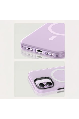 Apple Uyumlu iPhone 17  Kılıf M-safe Şarj Özellikli Benks Lucid Armor Magnetik Kapak Açık Mor Açık Mor