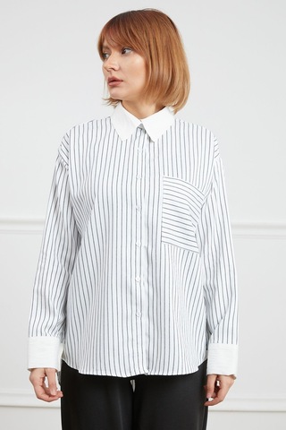 Dparis Tek Cepli Çizgili Gömlek