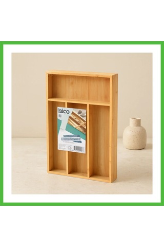 Vaveni Bambu Çekmece Kaşıklık 22.4x33 Cm - 4 Bölmeli Çok Amaçlı Organizer Arz
