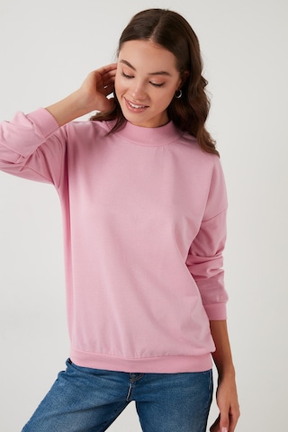 Lela Pamuklu Dik Yaka Basic Örme Bayan Sweat 5863323 Pembe