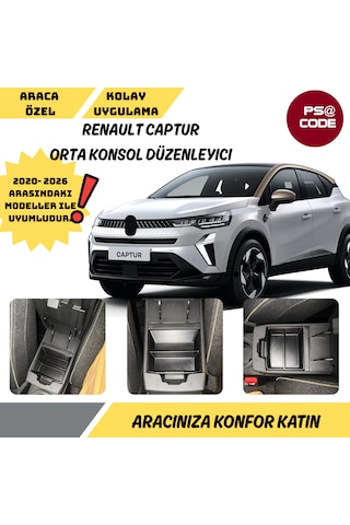 Renault Captur Orta Konsol Düzenleyici - Organizer 2020 İle 2026 Arası Uyumlu