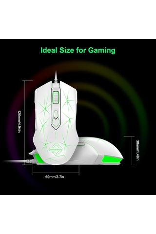 Ajazz AJ52 USB Kablolu RGB Işıklı Optik Oyun Faresi 2500 DPI