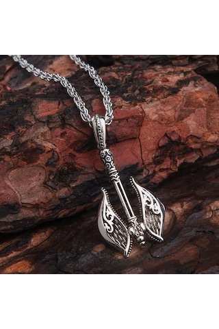 Viking Best Desenli Savaşçı Baltası Erkek Kolye Çelik İskandinav