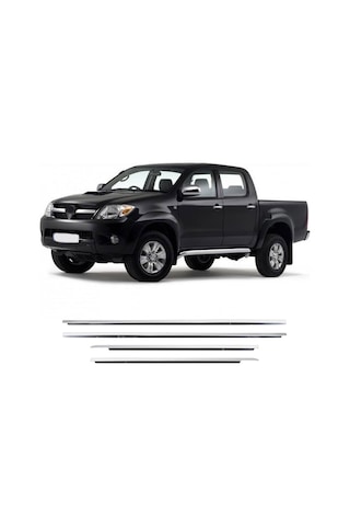 Toyota Hilux Uyumlu 2006-2014 Krom Cam Çıtası 4 Parça Paslanmaz Çelik