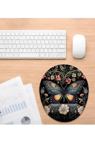 Siyah Kelebek Tasarım Bilek Destekli Mouse Pad