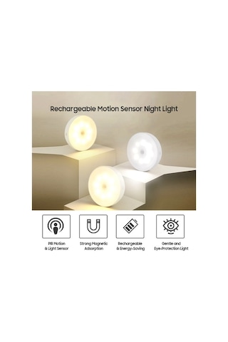 Willowhaven Gece Işığı Sensörlü Şarj Edilebilir Led Dolap Işığı - Yatak Odası, Mutfak, Merdiven, Koridor İçin Beyaz/sıcak Işık Beyaz