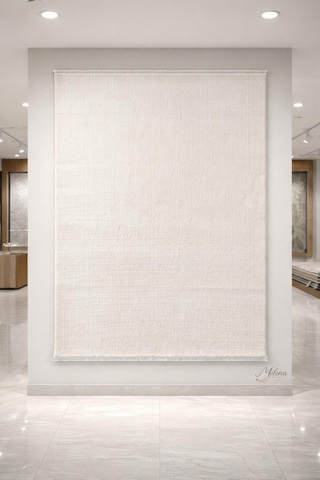 Melena Carpet Premium Modern Peluş Halı Kaymaz Taban Yumuşak Dokulu Lüks Salon Halısı Beyaz
