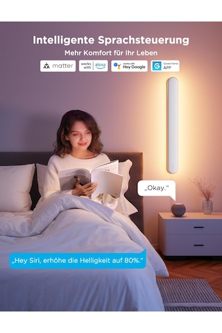 Govee Rgbıcw İç Mekan Duvar Lambası, Matter, Alexa Ve Google Assistant İle Uyumlu Akıllı Duvar Lambası, 1200lm Led Duvar Lambası, Müzik Senkronizasyonu, Oturma Odası, Merdivenler, Koridor İçin Dolaylı Aydınlatma, 1 Parça Siyah
