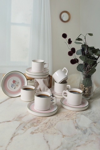 Keramika Rose Line Stackable Çay Takımı 12 Parça 6 Kişilik 22910