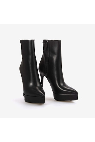 Kemal Tanca Hakiki Deri Kadın Topuklu Bot 17 Siyah