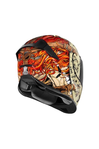 Icon Airframe Pro Topshelf Kapalı Motosiklet Kaskı Siyah Beyaz Kahverengi Turuncu