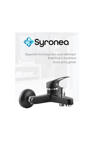 Siyah Mix Banyo Bataryası Duş Aç Kapa Musluk Sıcak Soğuk Su Girişli 3 Yıl Garanti Siyah