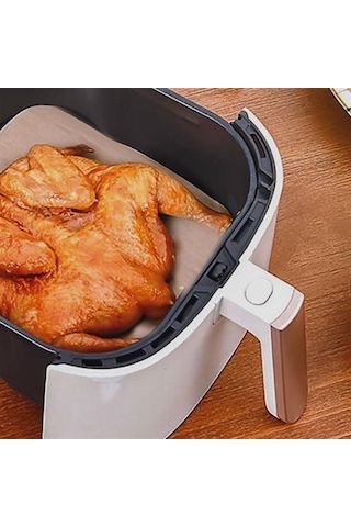 9053646316630drvs1 - 100 Adet Air Fryer Pişirme Kağıdı Tek Kullanımlık Yağ Su Geçirmez Yapışmaz Deliksiz Düz Kare Model