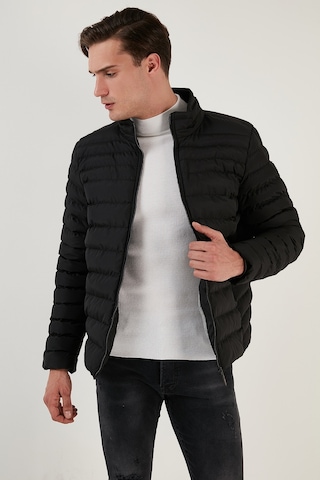 Buratti Dik Yaka Fermuarlı Cepli Slim Fit Şişme Erkek Mont 649002 Siyah