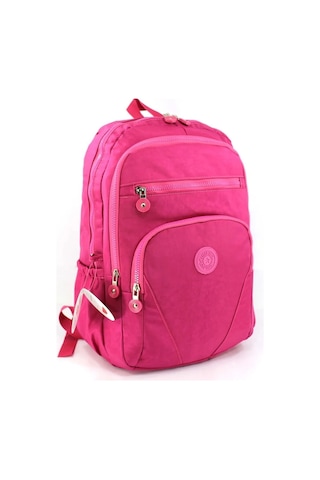 Krinkıl Su Geçirmez Kumaş Büyük Boy Unisex Laptop Okul Seyahat Günlük Sırt Çantası Pembe
