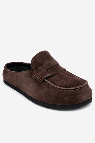 Prıva Kahverengi Süet Hakiki Deri Kadın Terlik Kahverengi