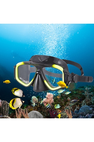 Neevoyu Yetişkinler İçin Tam Kurutucu Sörf Seti - Anti-bulutlu Camlı Maske Ve Silikon Kayışlı Tüp, Siyah Siyah