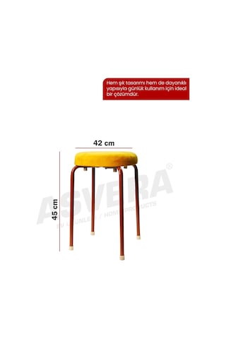 Asvera Pufy Minderli Metal Mutfak Ve Balkon Taburesi - 100 Kg Kapasiteli Lüks Puf Tabure Diğer