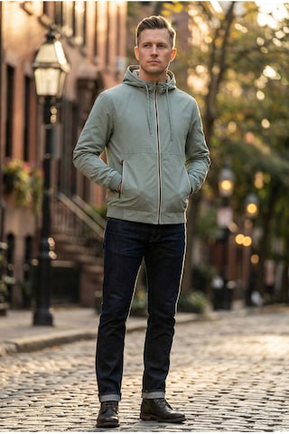 Little Cup Jeans Co Erkek Relaxed Teknik Kumaş Çıkarılabilir Kapüşon Baharlık & Yağmurluk Gri Spor Ceket