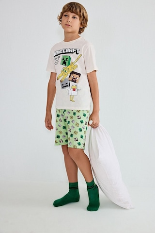 Defacto Minecraft Lisanslı Regular Fıt 2li Ecru Pijama Takımı Erkek Çocuk H7270a826hser99 Ekru-er99