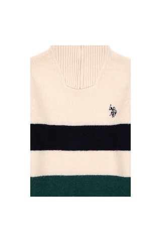 U.S. Polo Assn. Erkek Çocuk Yarım Fermuarlı Krem Triko Kazak 50295517-VR071
