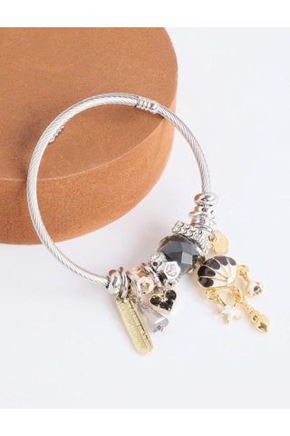 Jimmy Key Jimmy Key Gümüş Rengi Çok Figürlü Çelik Charm Bileklik 6sw348049161