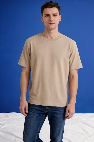 Freemen Erkek Oversize Tişört Nefes Alan Yumuşak Dokulu Terletmeyen Rahat Kalıp Basic-399 Bej