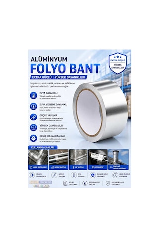 Alüminyum Folyo Bant 50mm X 25m 4 Adet Isı Ve Aleve Dayanıklı Yapışkanlı Folyo Bant Bant Marketim