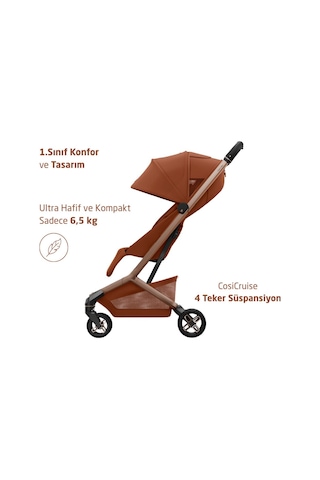 Maxi-Cosi Fame Cabin LED Işıklı Entegre Şarj Üniteli Tek Elle Katlanan Premium Kabin Boy Bebek Arabası Copper Terra